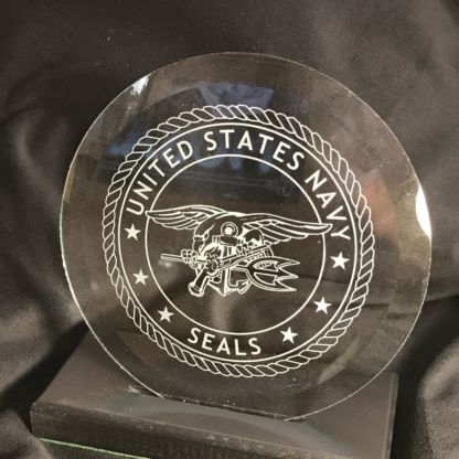 Military Etched US Navy Seals Etched 6" Glass Bevel