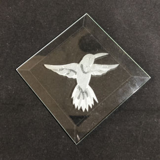 CF -Engraved 4" Square Bevel Hummingbird