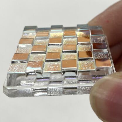 Dichroic Checkered Square 37mm Jewel - HSC37-01 Frosted - Image 2
