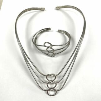 Silver Plated Choker Necklace & Bracelet Set -#JL59