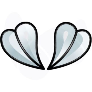Pair of stylized blue butterfly wings mirrored to form a butterfly shape with black borders.